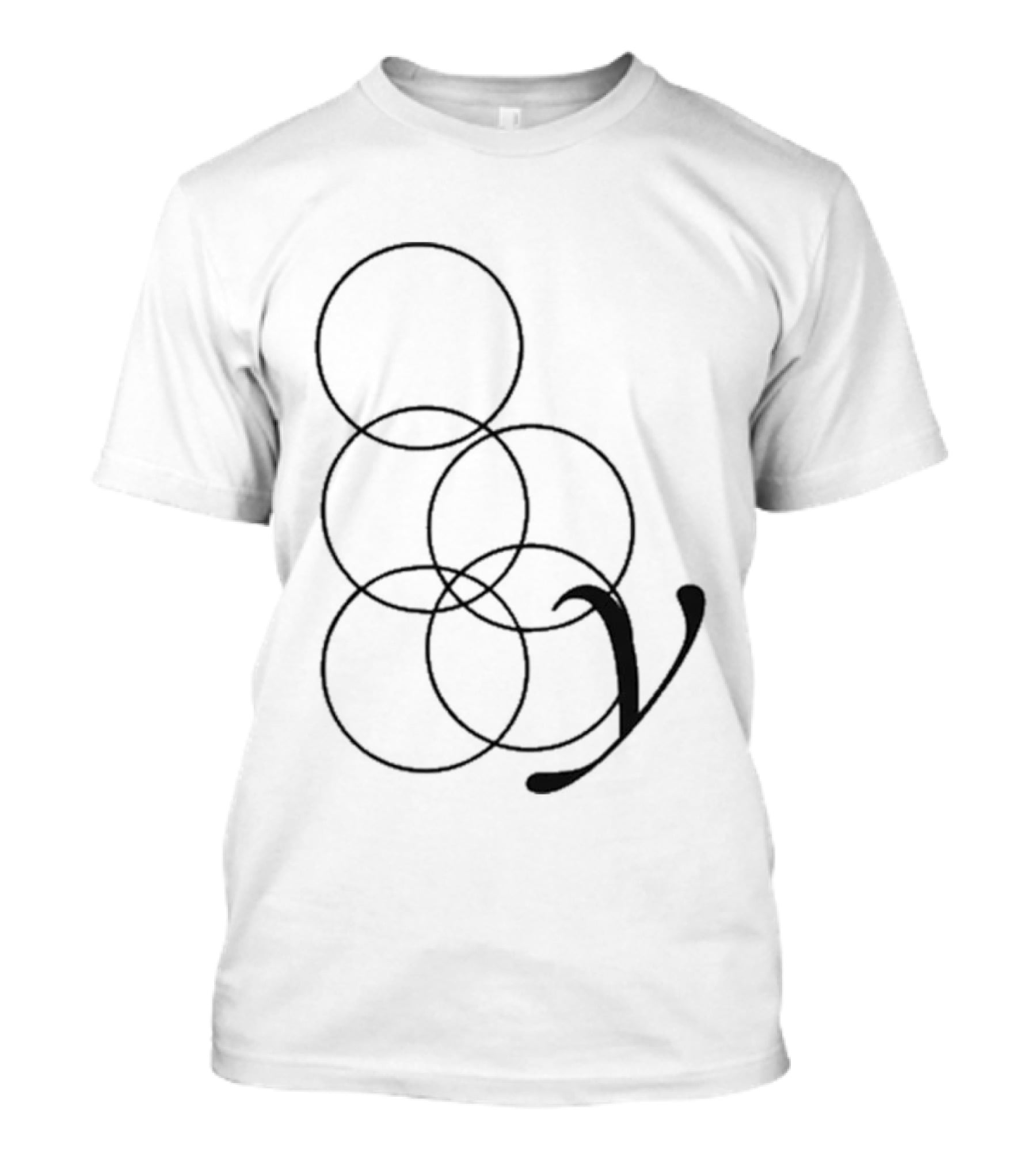 By Storm White Interlocking Rings Symbol With Stylized V T-Shirt