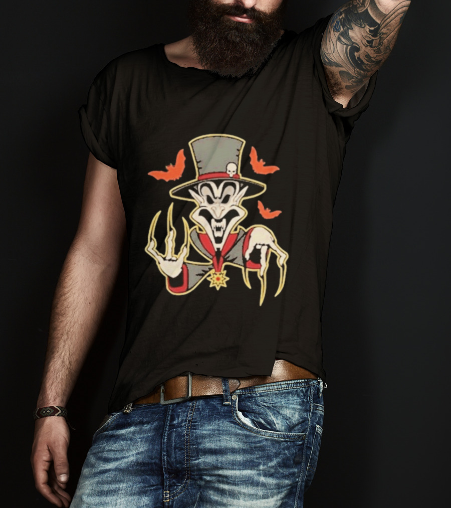 Insane Clown Posse Ringmaster Clown Top Hat Skeleton Bat Claws T-Shirt
