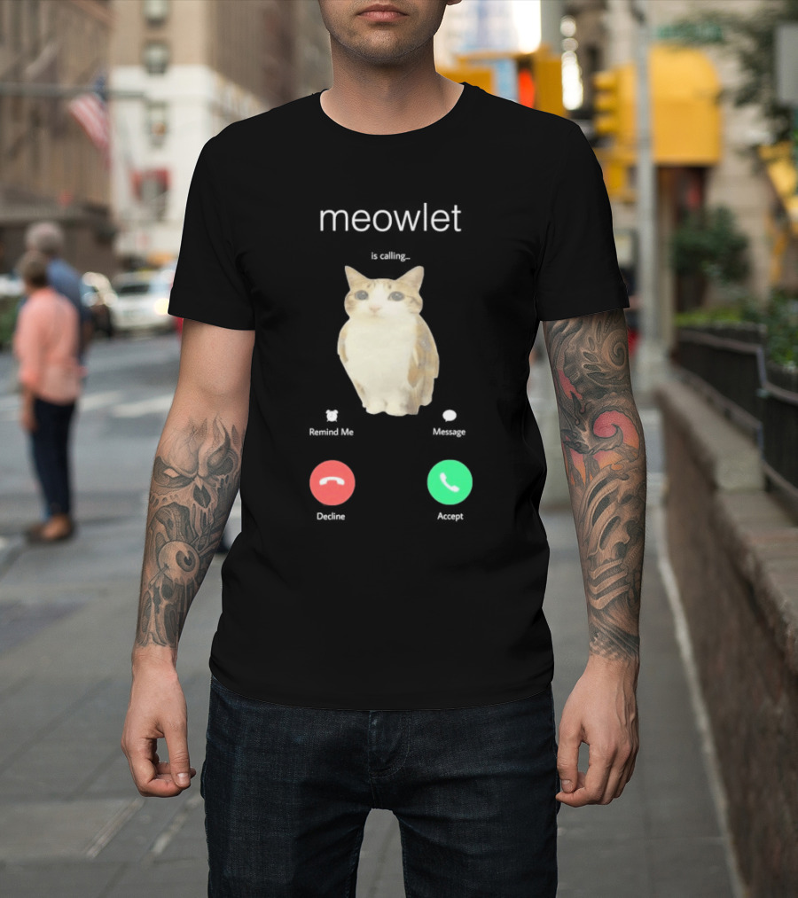 Meowlet Is Calling Remind Me Message Decline Accept Cat Image T-Shirt