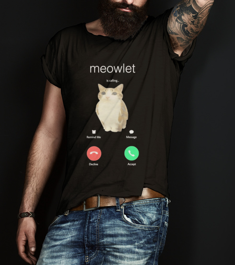 Meowlet Is Calling Remind Me Message Decline Accept Cat Image T-Shirt