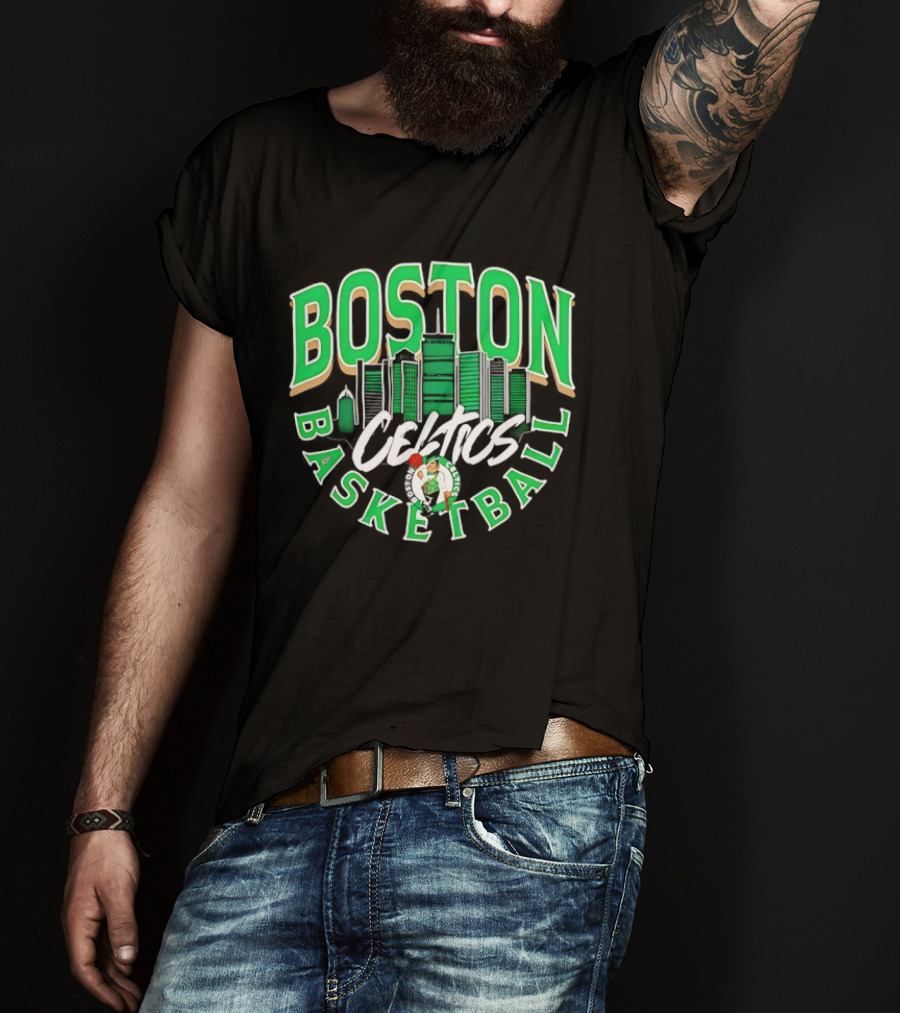 Boston Celtics Basketball City Skyline T-Shirt