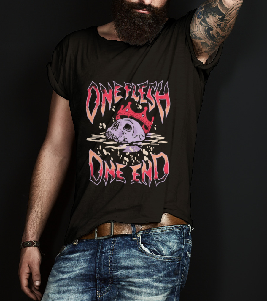 One Flesh One End Skull With Red Crown T-Shirt