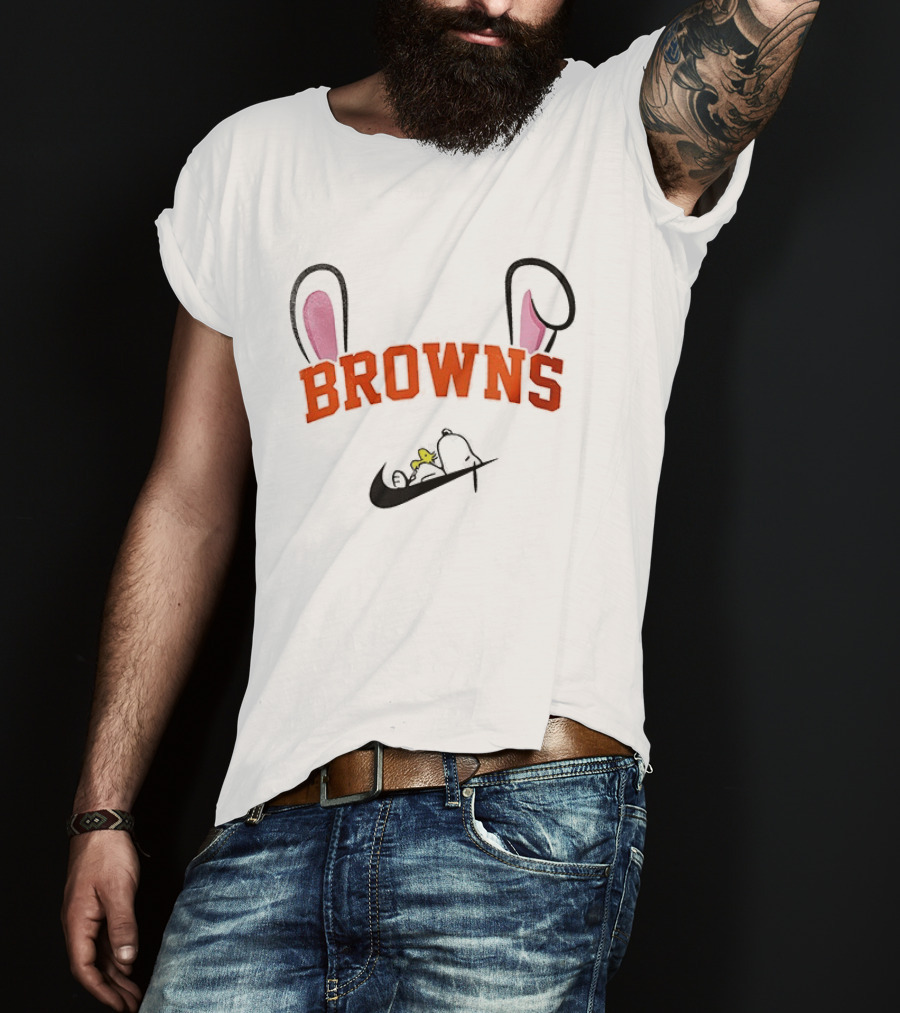 Cleveland Browns Peanuts Snoopy Woodstock Easter T-Shirt