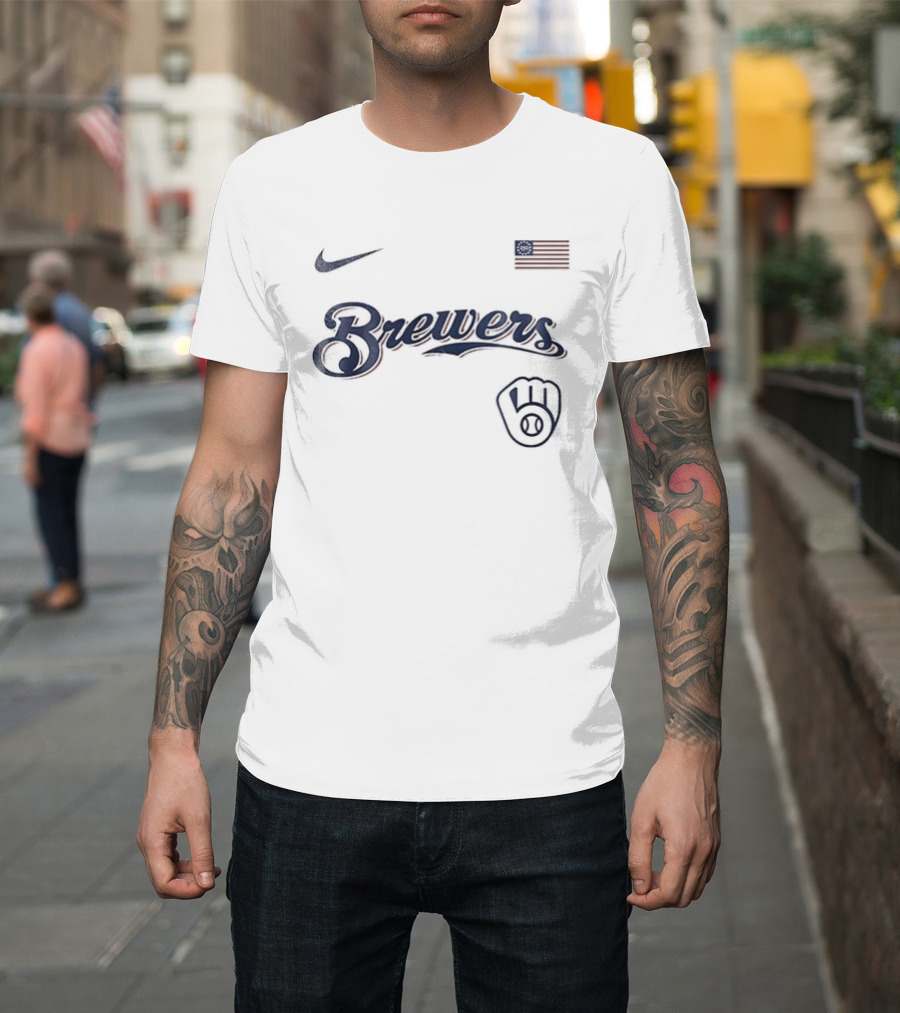 Milwaukee Brewers Nike USA Flag 250th Anniversary Baseball T-Shirt