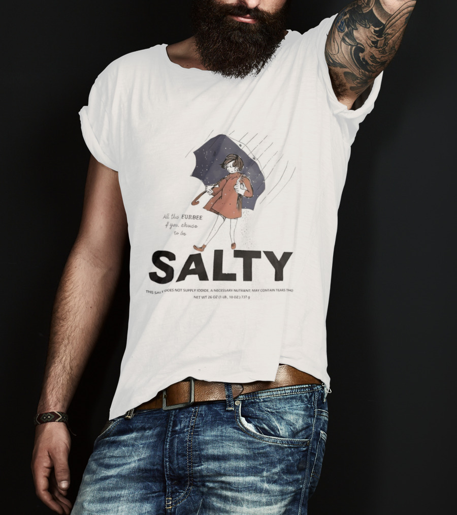 Salty Umbrella Girl In Rain Red Coat T-Shirt