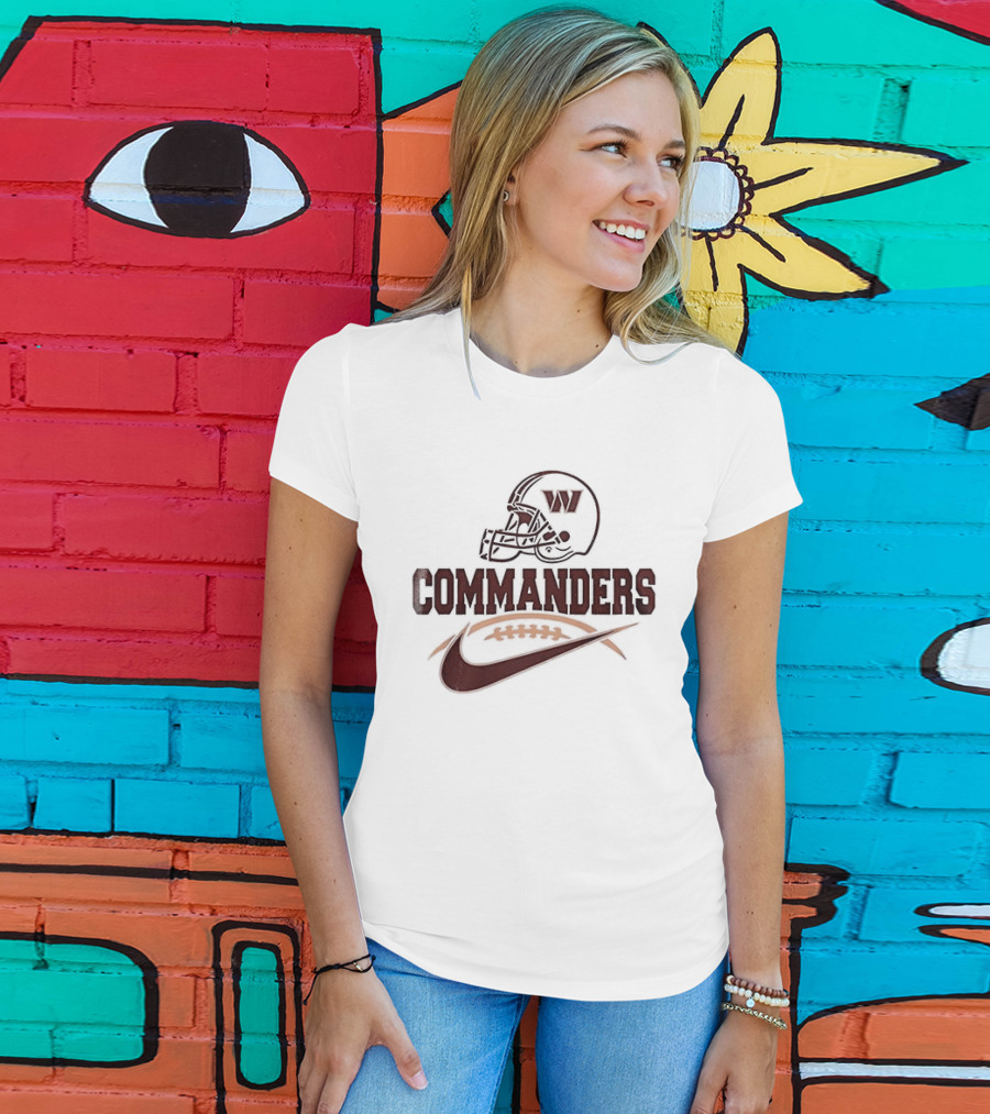 Washington Commanders Football Helmet Nike Swoosh T-Shirt