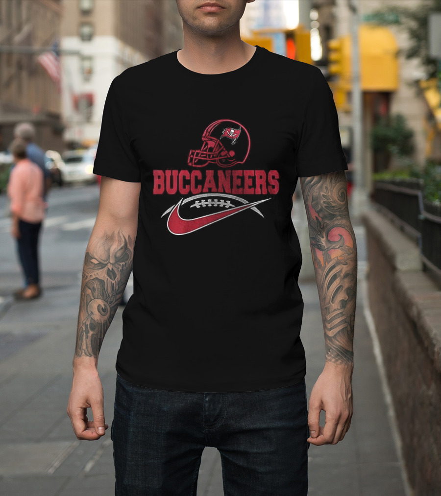Tampa Bay Buccaneers Helmet And Nike Swoosh T-Shirt