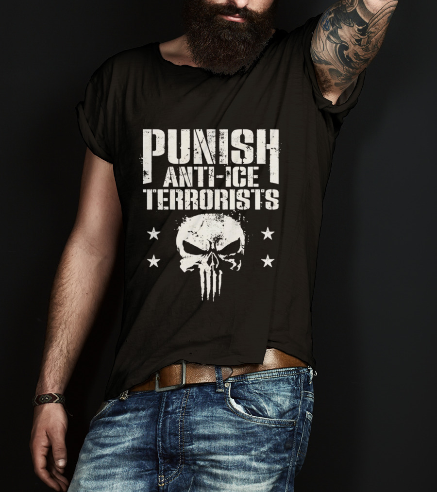 Punish Anti Ice Terrorists Skull Stars T-Shirt