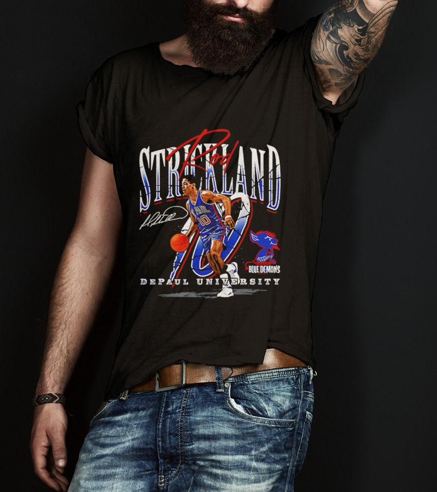 Rod Strickland DePaul University Blue Demons Basketball Number 10 T-Shirt