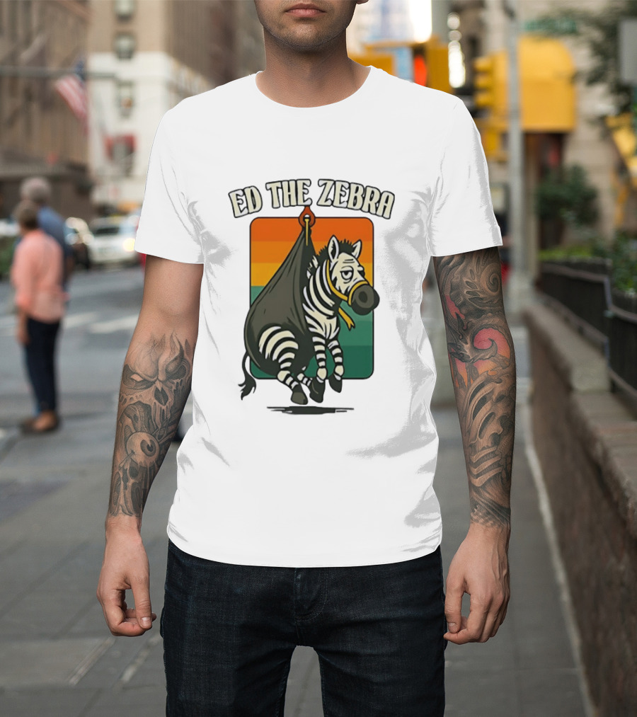 Ed The Zebra Retro Striped Capture Scene T-Shirt