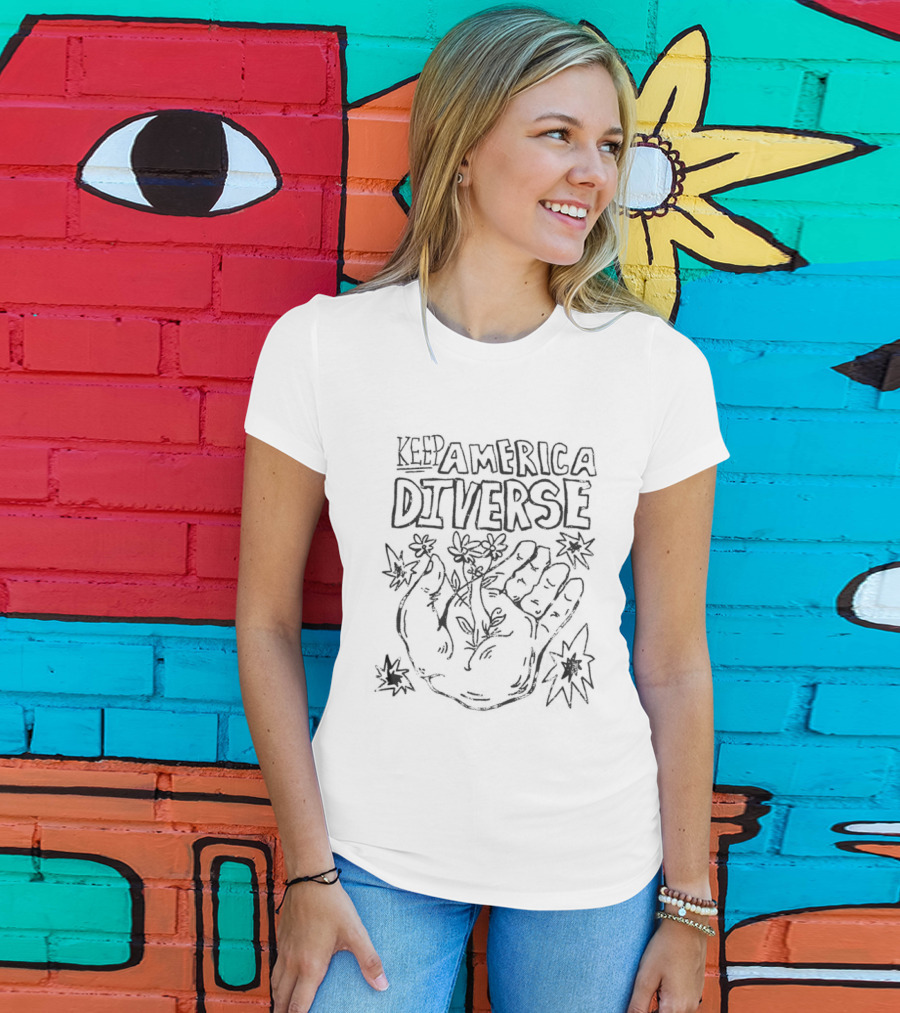 Keep America Diverse Hand With Flowers T-Shirt