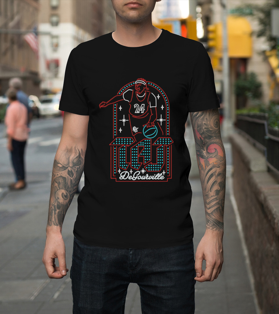 Taj DeGourville 24 San Diego State Aztecs Neon Basketball T-Shirt