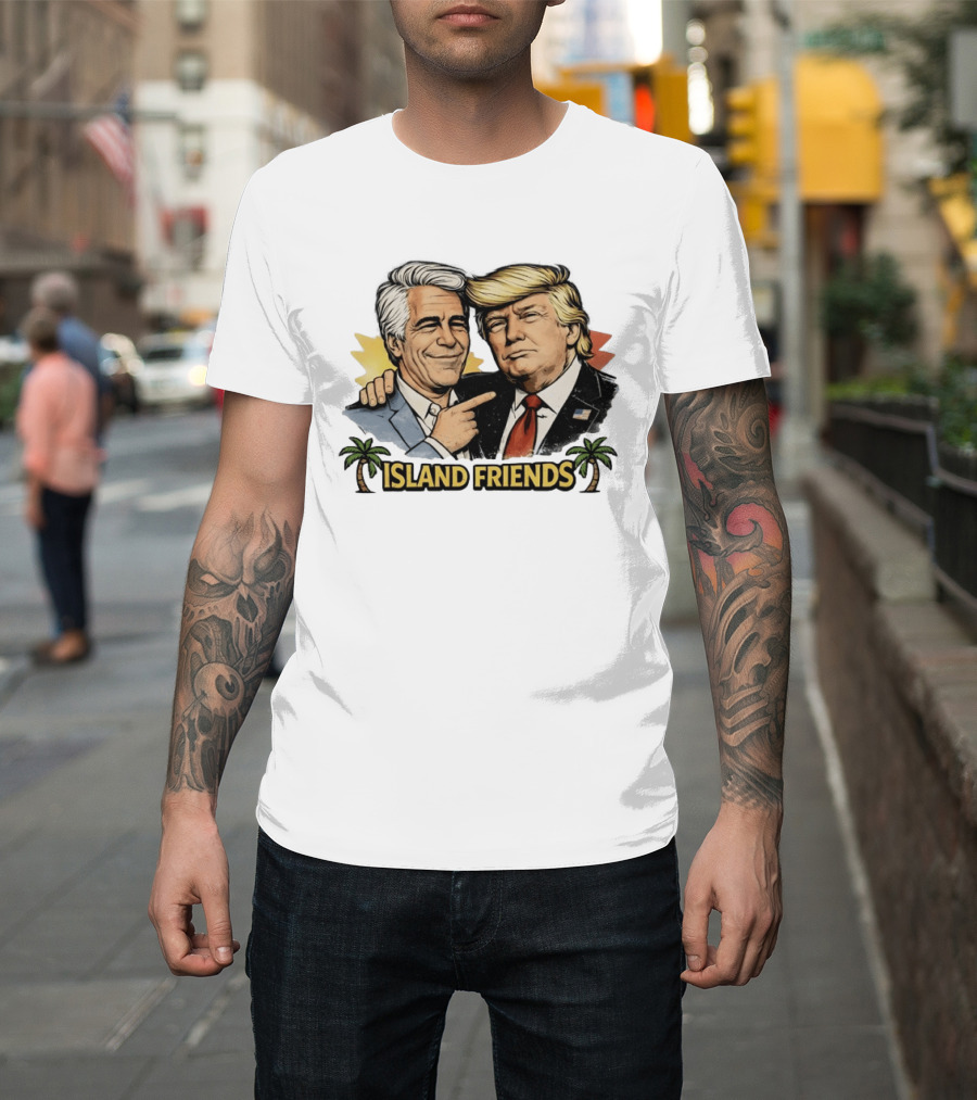 Trump And Epstein Island Friends Iconic Duo With Tropical Palm T-Shirt