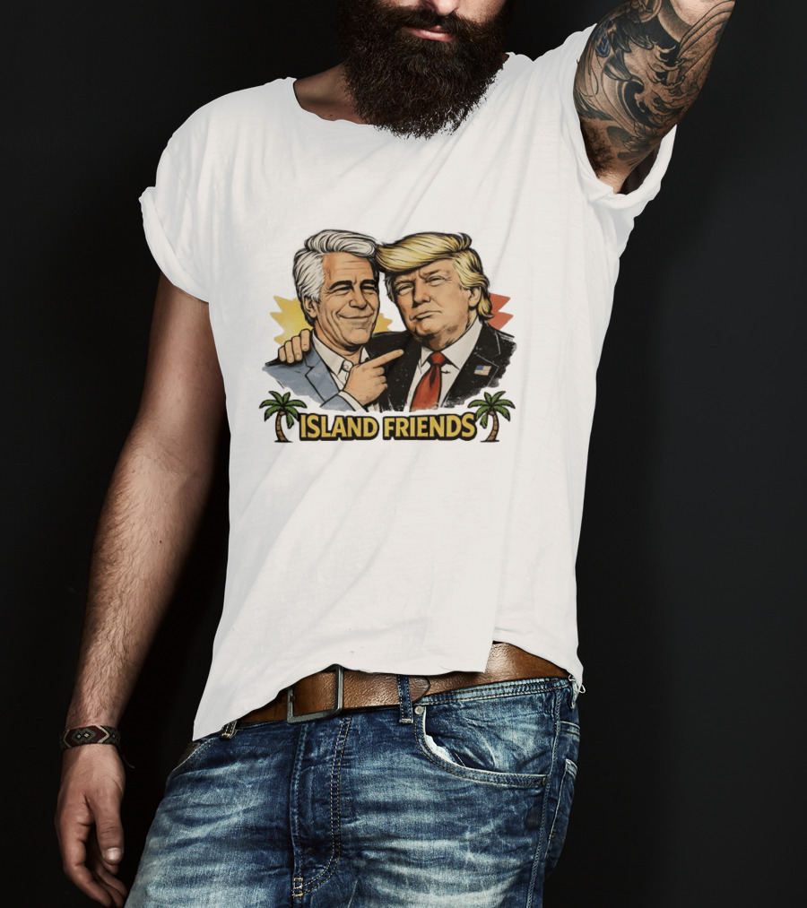 Trump And Epstein Island Friends Iconic Duo With Tropical Palm T-Shirt