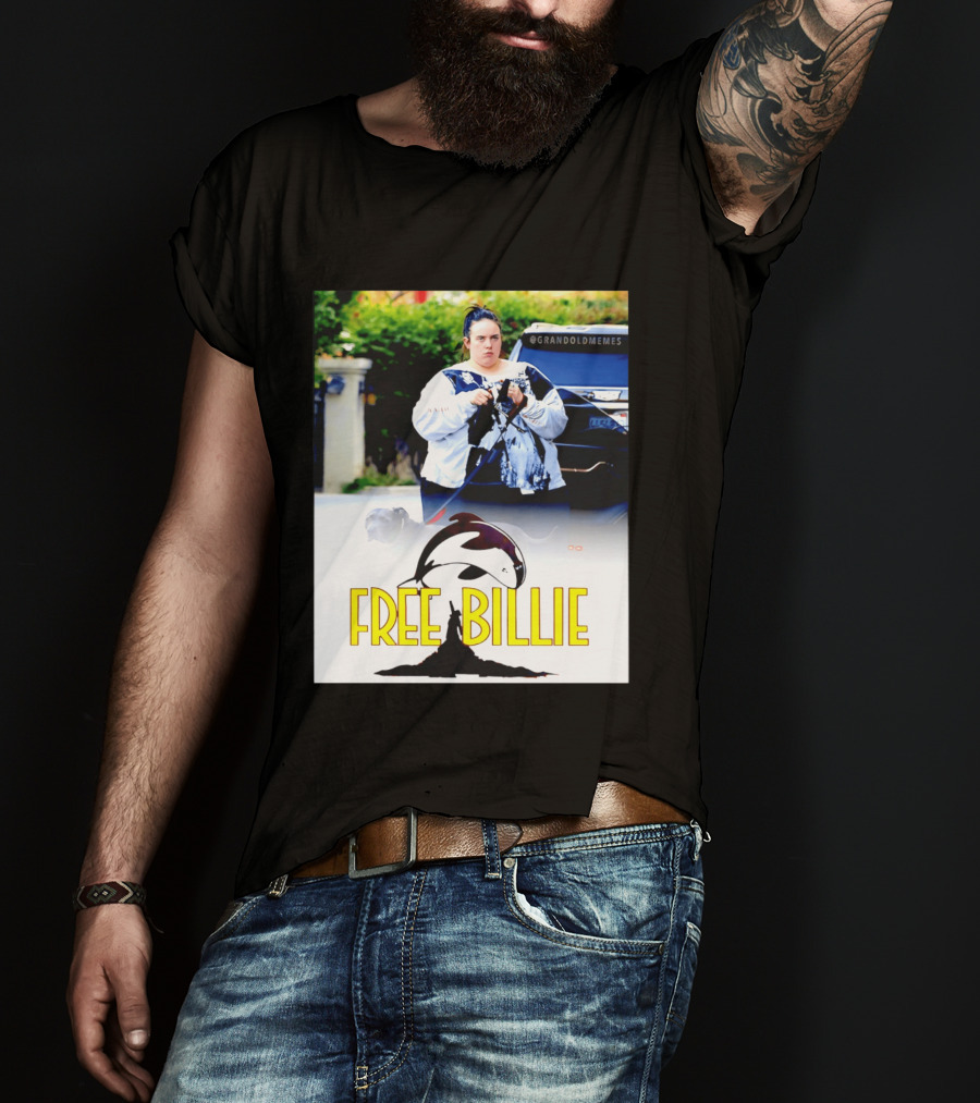 Free Billie Fat 2026 Meme Parody With Whale And Dog Walking T-Shirt