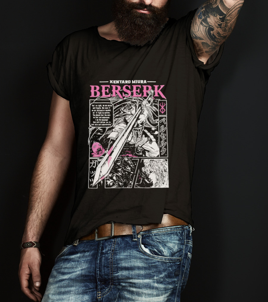Kentaro Miura Berserk Manga Panel Warrior Sword T-Shirt