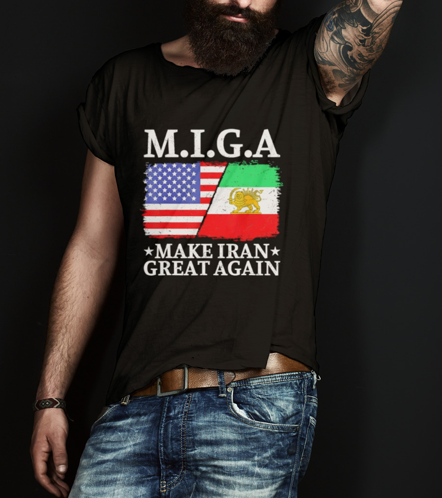 M.I.G.A Make Iran Great Again Half American Half Iranian Flags T-Shirt