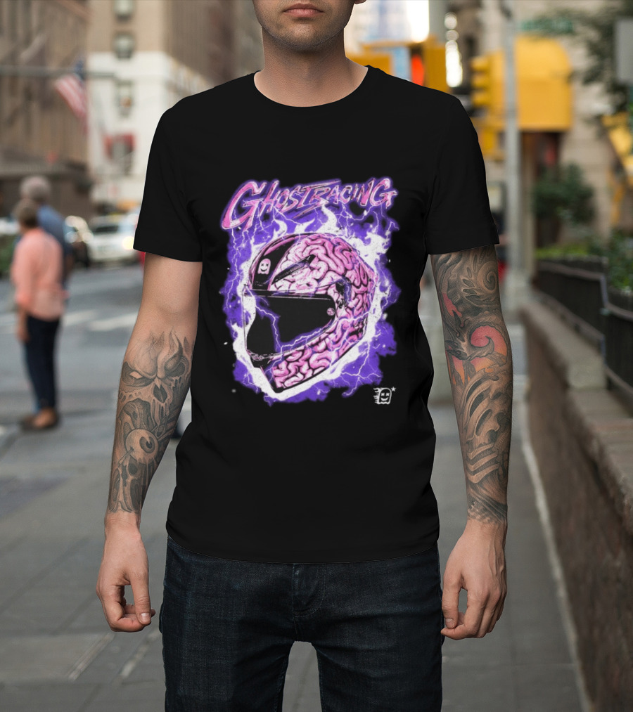 Ghost Racing Purple Brain Helmet Lightning Explosion T-Shirt