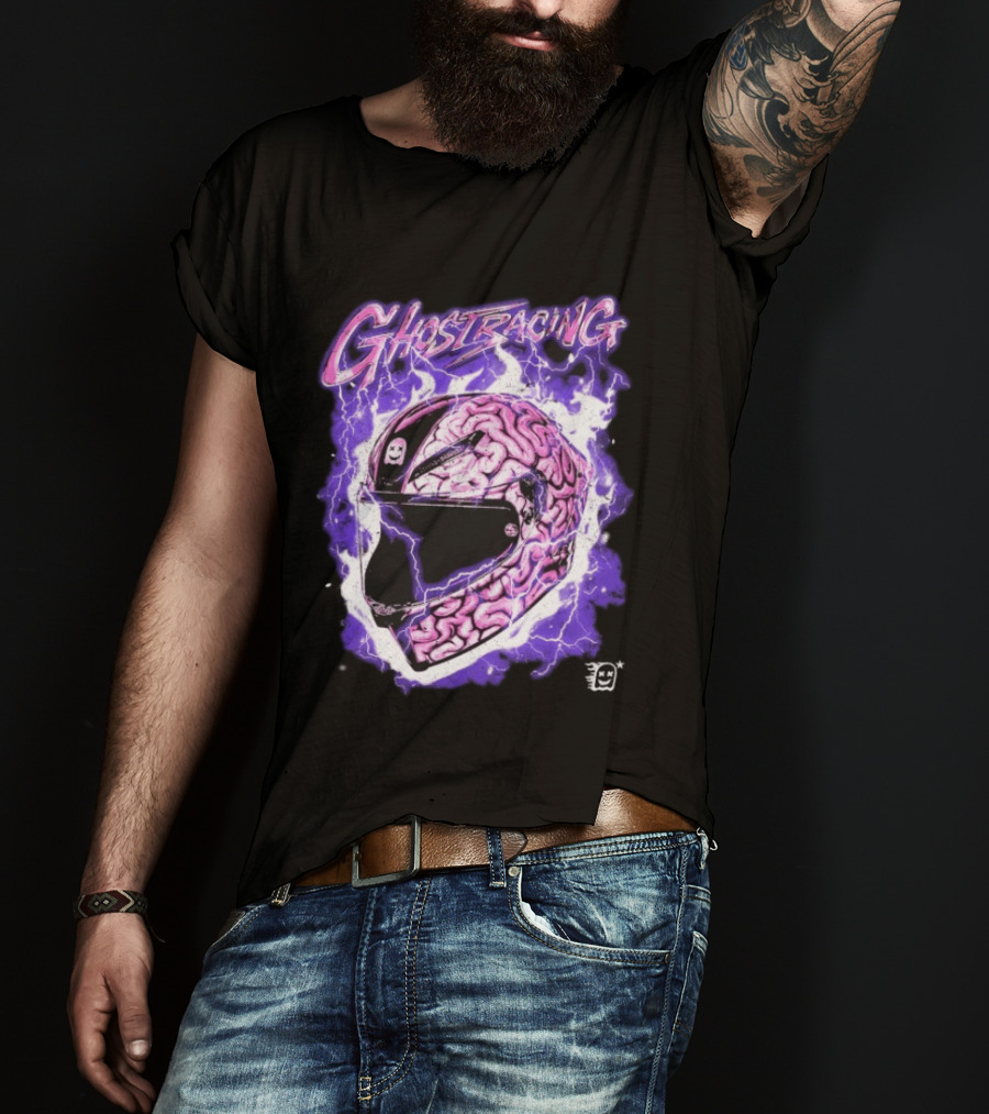 Ghost Racing Purple Brain Helmet Lightning Explosion T-Shirt