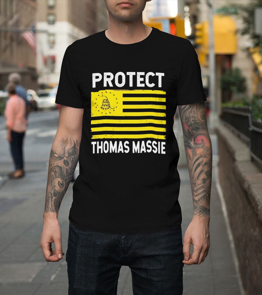 Protect Thomas Massie Gadsden Flag Yellow T-Shirt