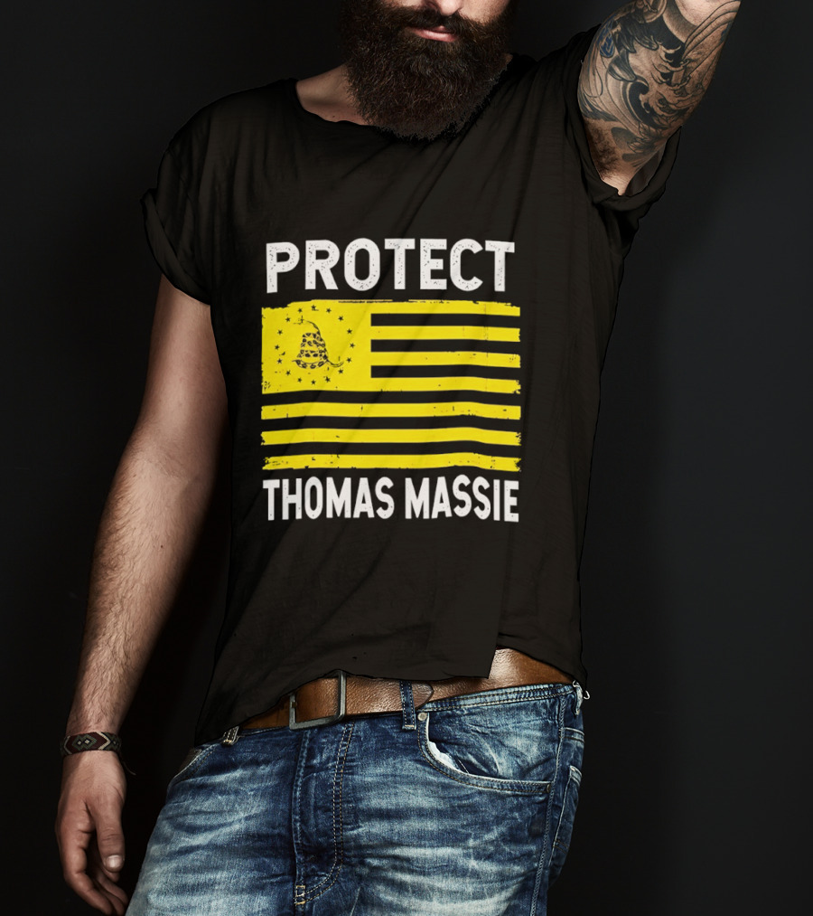 Protect Thomas Massie Gadsden Flag Yellow T-Shirt