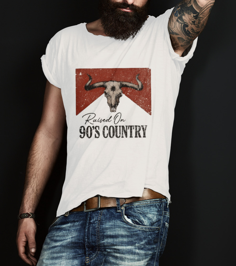 Bull Skull Marlboro Raised On 90's Country T-Shirt