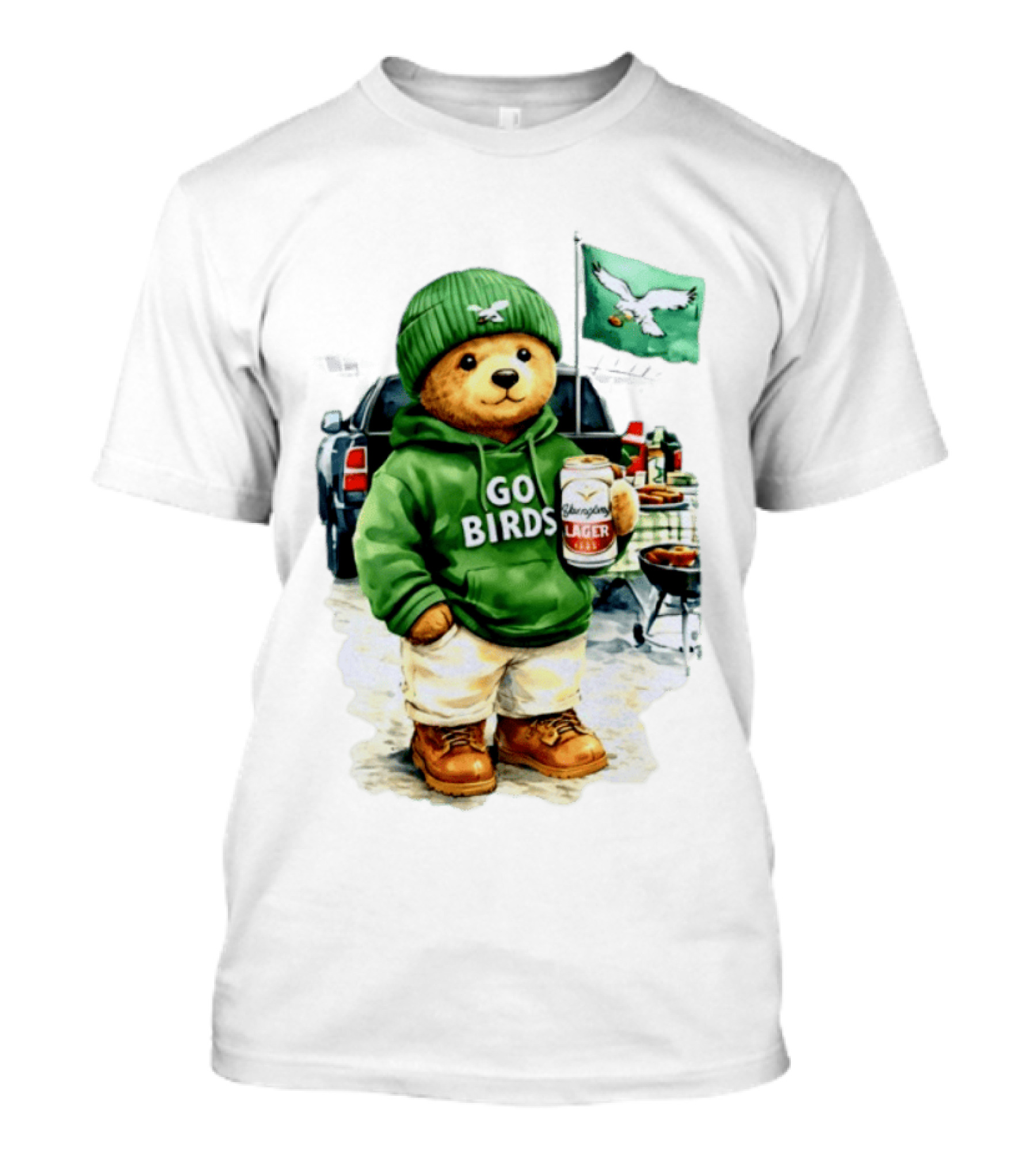 Tailgating Bear Go Birds Eagle Lager Football Fan Party T-Shirt