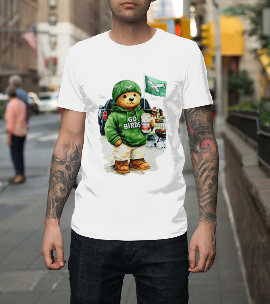 Tailgating Bear Go Birds Eagle Lager Football Fan Party T-Shirt