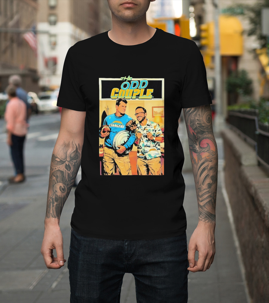 The Odd Couple Chargers Jim Harbaugh Ben Herbert Vintage Sports Comedy T-Shirt