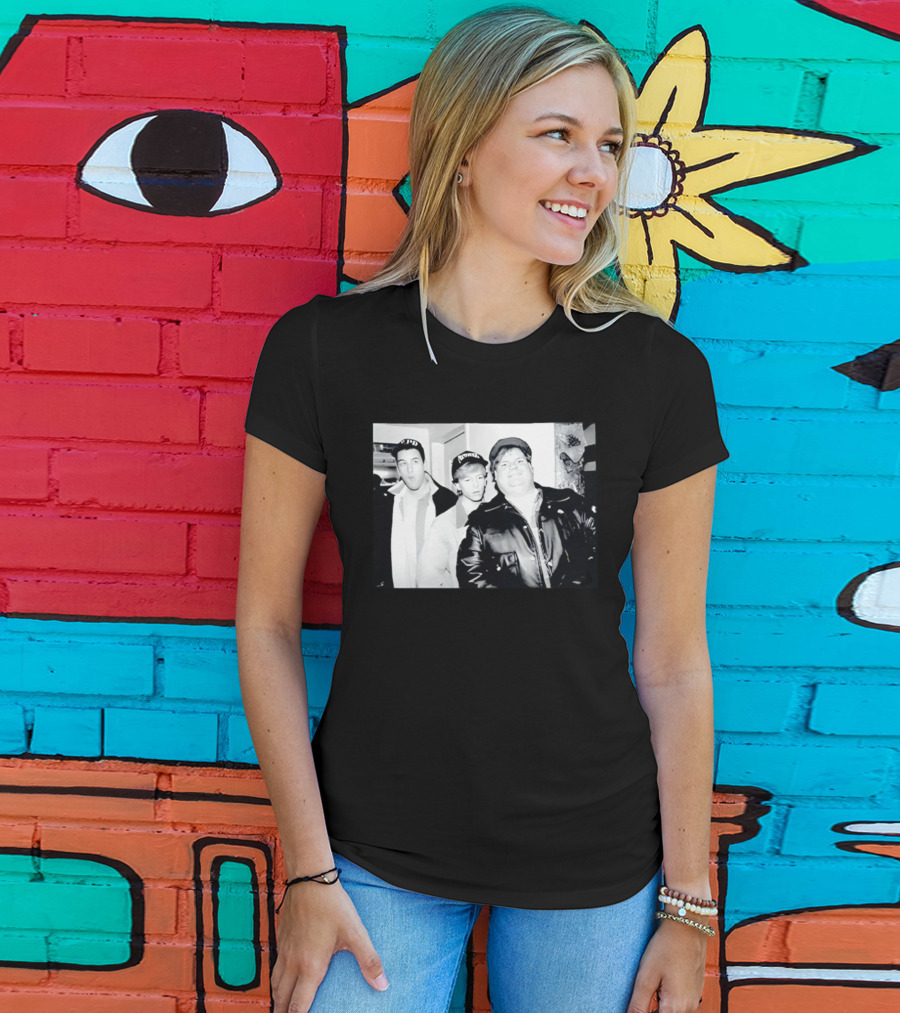 Adam Sandler Chris Farley David Spade NYPD Chicago Black And White Photo T-Shirt