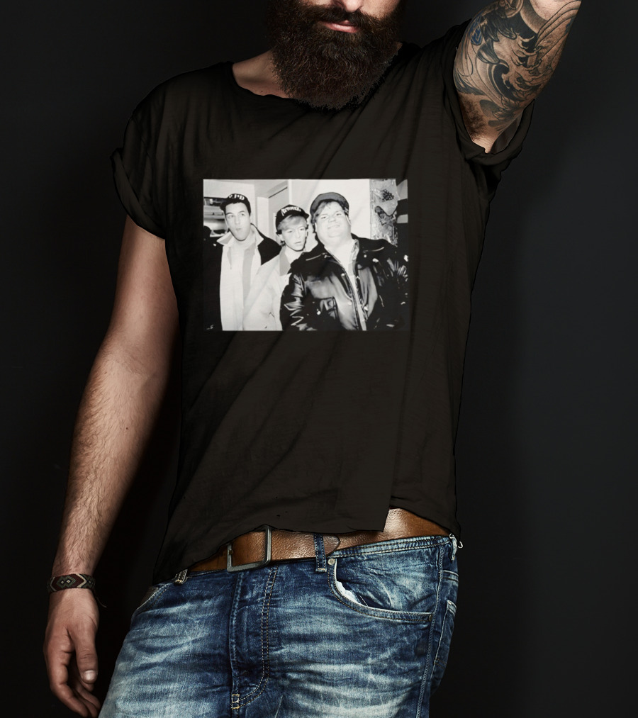 Adam Sandler Chris Farley David Spade NYPD Chicago Black And White Photo T-Shirt