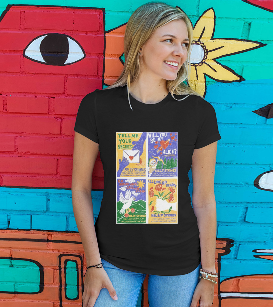 Billy Strings Tell Me Your Secrets Asheville NC February 14 2026 Explore Asheville Arena T-Shirt