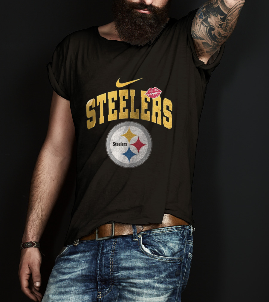 Pittsburgh Steelers Nike Makeup Artist Logo With Lip Print T-Shirt