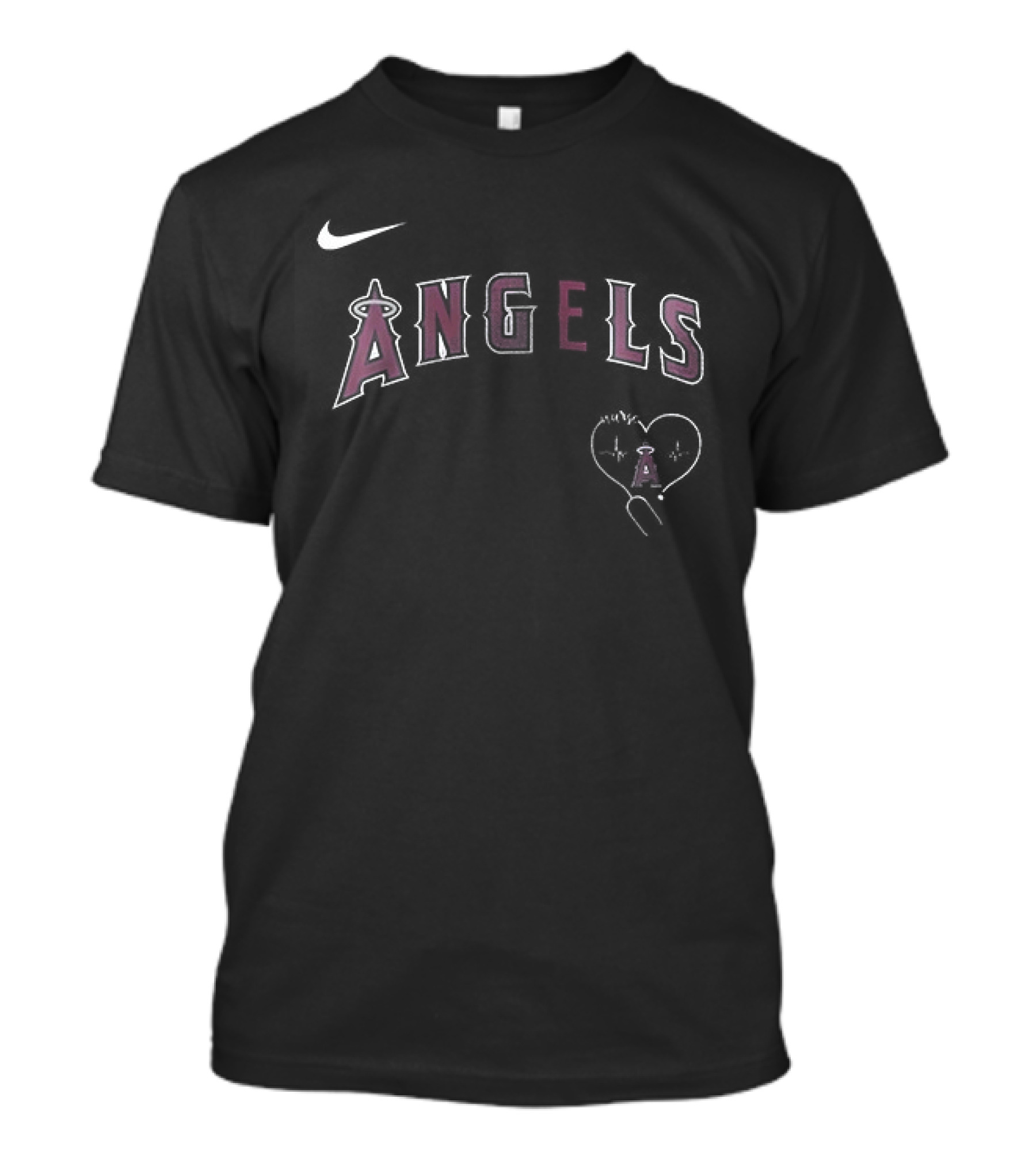 Los Angeles Angels Never Underestimate A Nurse Pink Ribbon T-Shirt