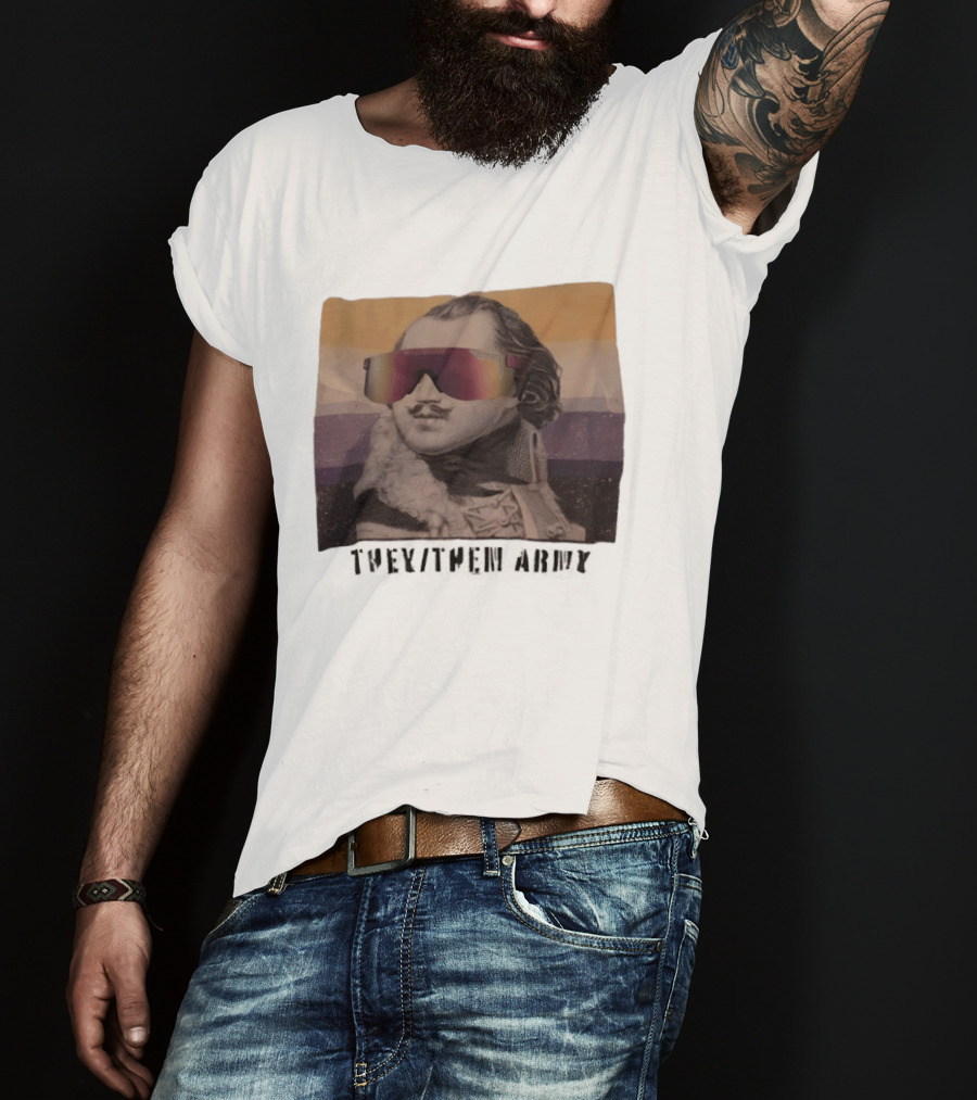 They Them Army Historical Figure Portrait With Sunglasses T-Shirt
