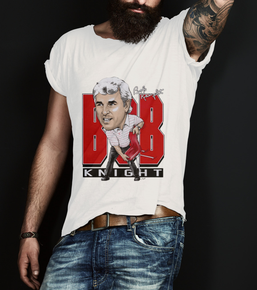 Bob Knight Chair Throw Caricature Signature Red Chair T-Shirt