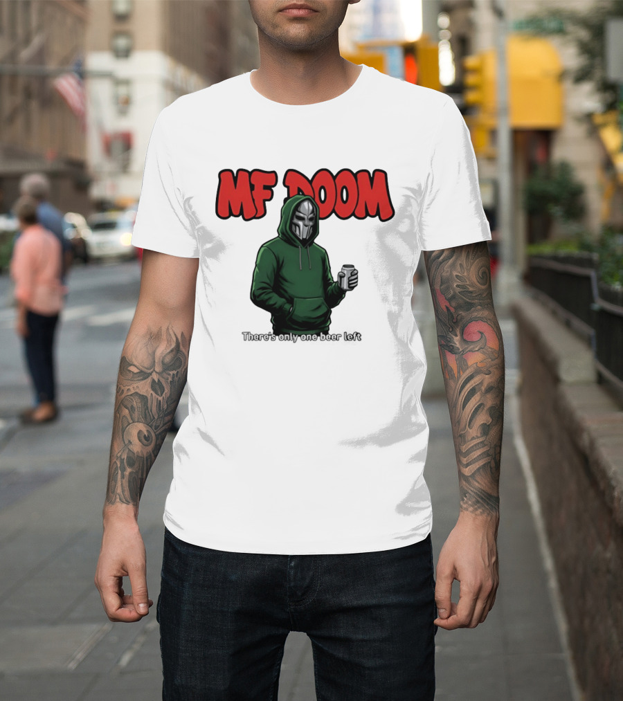 MF DOOM There's Only One Beer Left Masked Rapper with Can T-Shirt