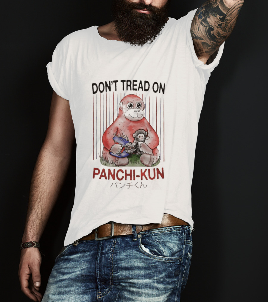 Don't Tread On Panchi Kun Cute Sloth Hugging Blue Teddy Bear T-Shirt