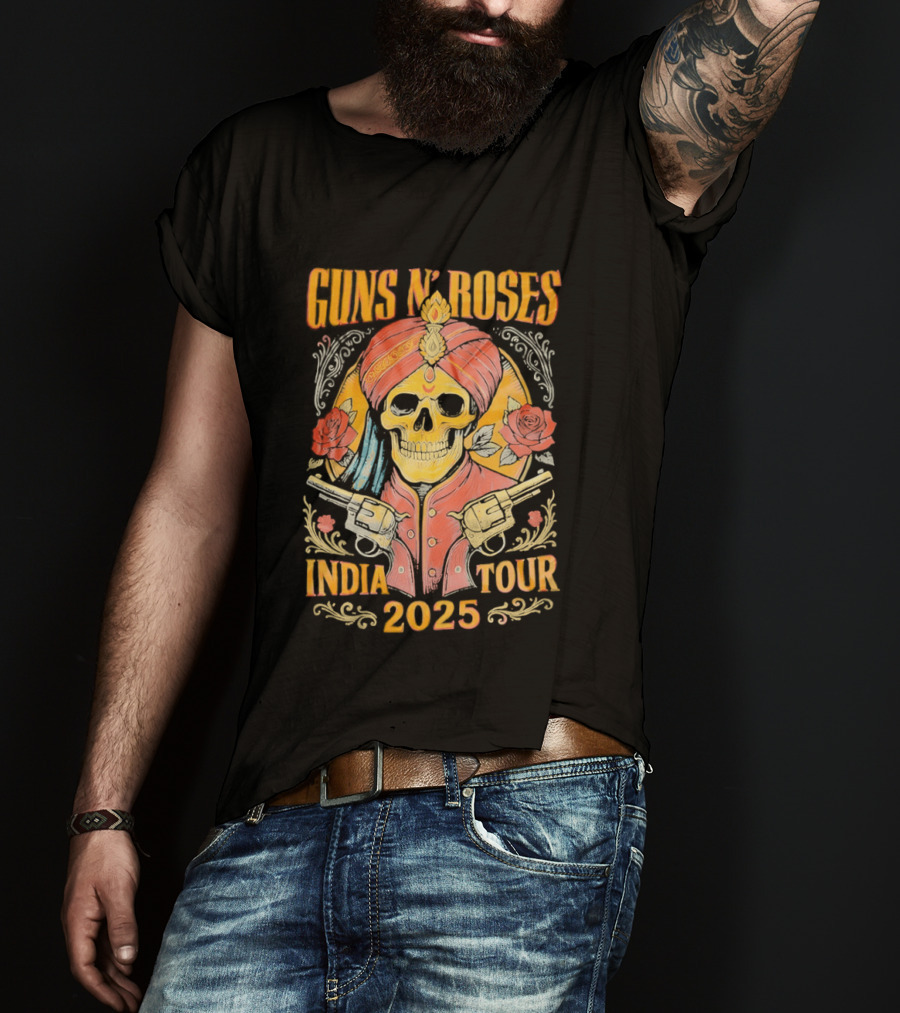Guns N Roses Skeleton India Tour 2025 T-Shirt
