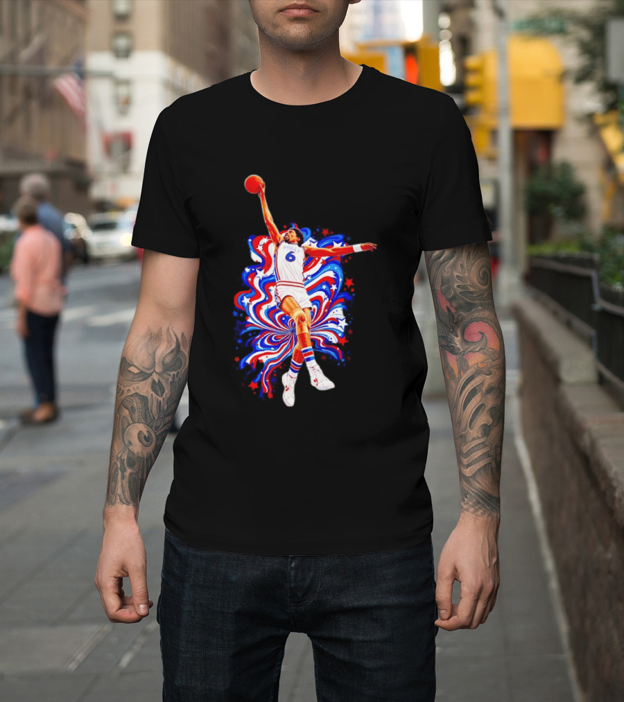 Philadelphia 76ers Julius Erving Dr. J Phunkadelic Slam Dunk T-Shirt