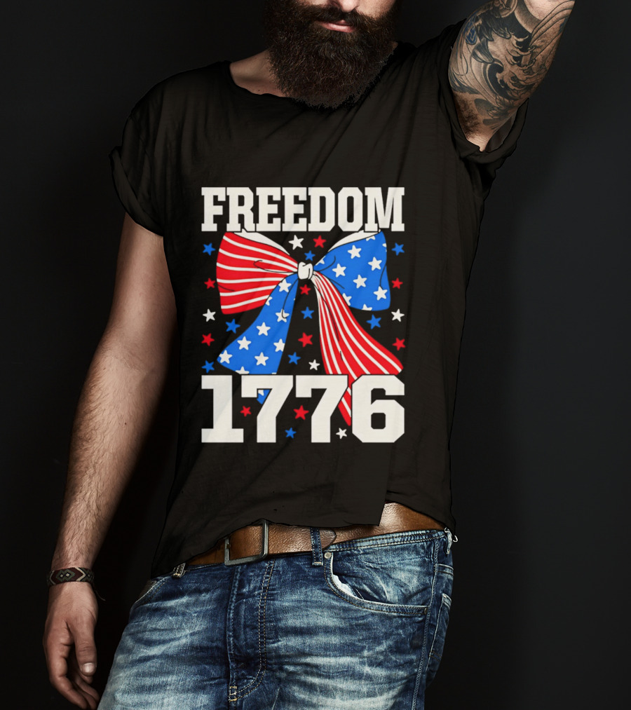 Freedom 1776 Patriotic Bow American Stars And Stripes T-Shirt
