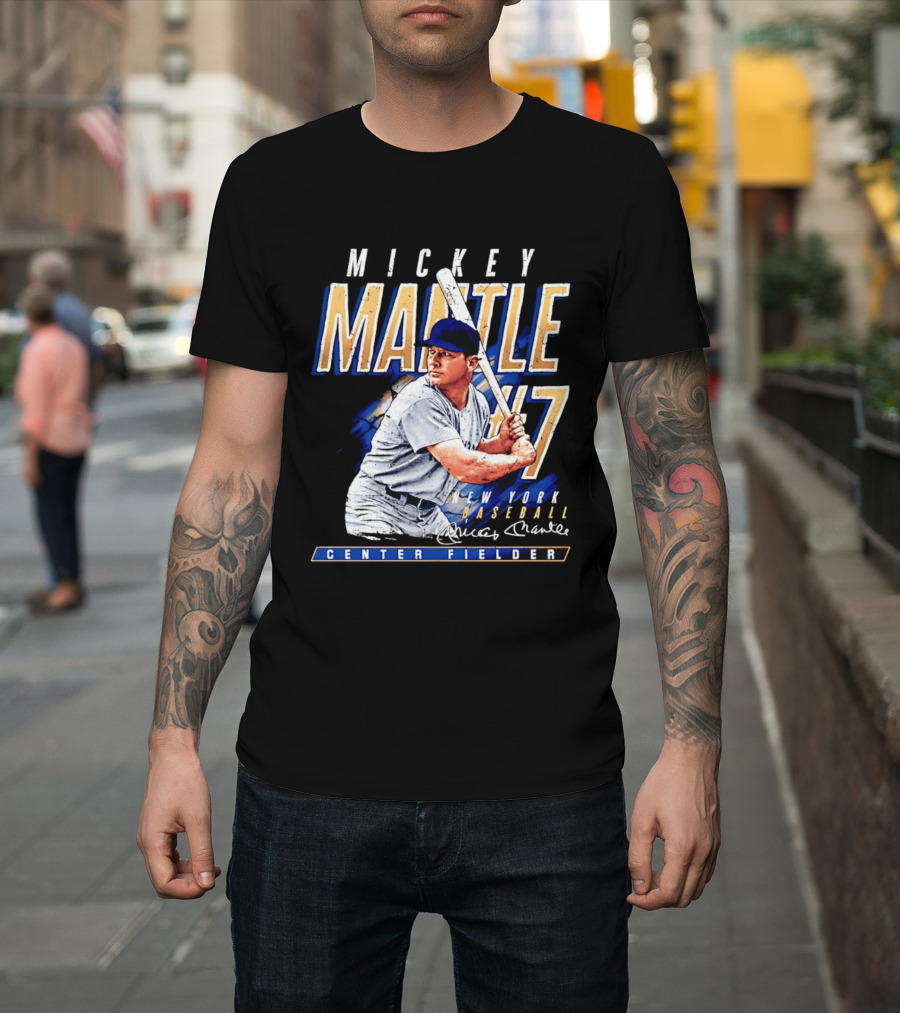 Mickey Mantle 7 New York Baseball Center Fielder T-Shirt
