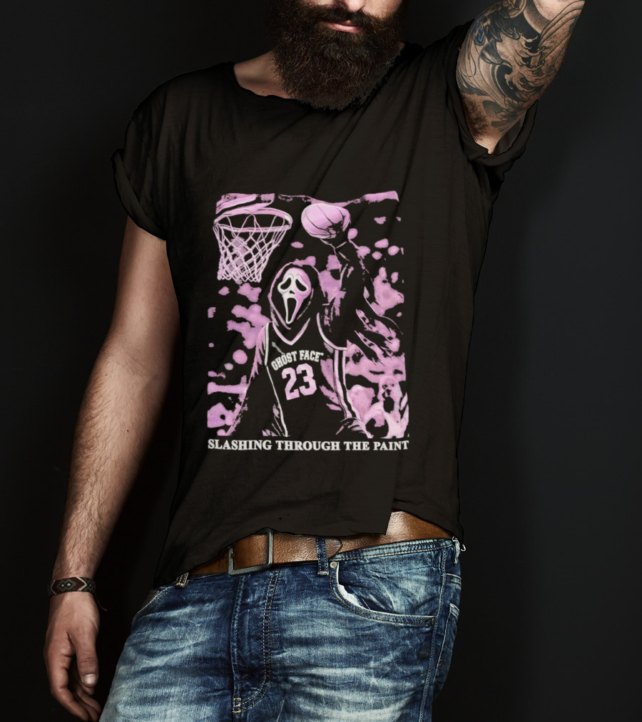 Ghost Face 23 Dunking Basketball Slashing Through The Paint T-Shirt