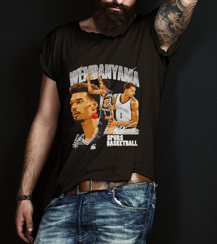 Wembanyama Spurs Basketball San Antonio Player Collage T-Shirt