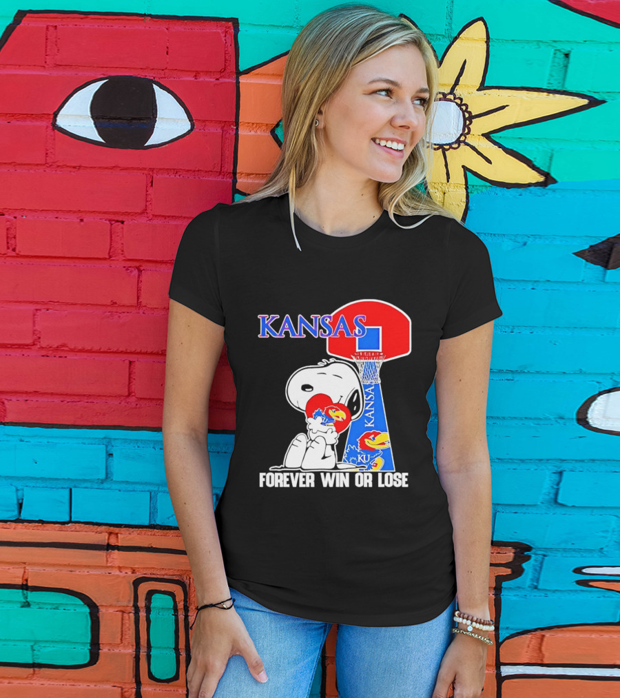 Kansas Jayhawks Basketball Snoopy Forever Win Or Lose T-Shirt
