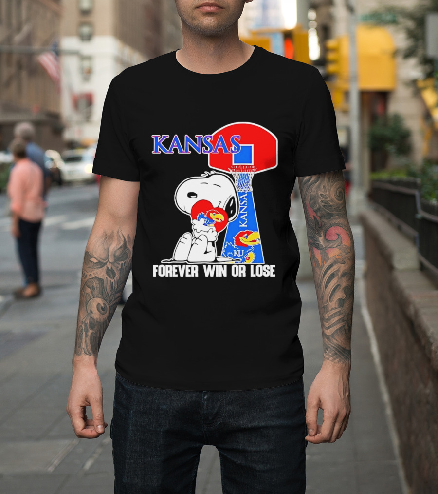 Kansas Jayhawks Basketball Snoopy Forever Win Or Lose T-Shirt