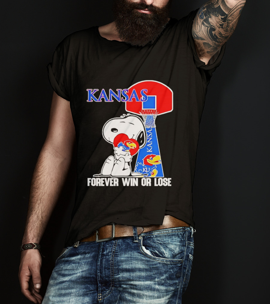 Kansas Jayhawks Basketball Snoopy Forever Win Or Lose T-Shirt