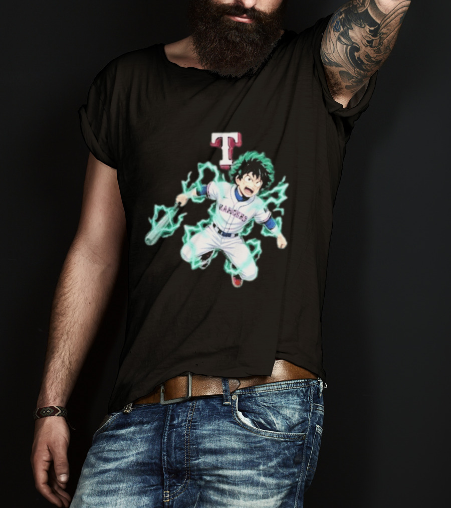 Deku My Hero Academia 2026 Texas Rangers MLB Collaboration Anime T-Shirt