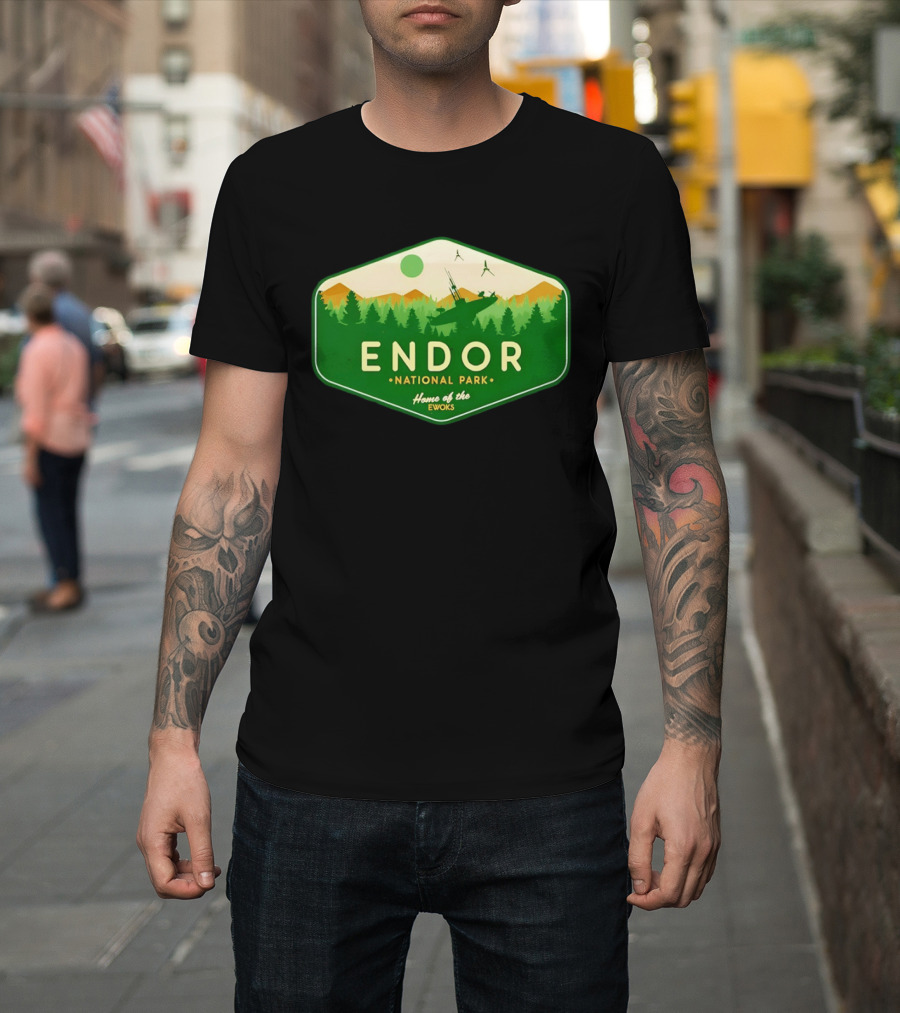 Endor National Park Home of the Ewoks Forest Landscape Spaceships T-Shirt