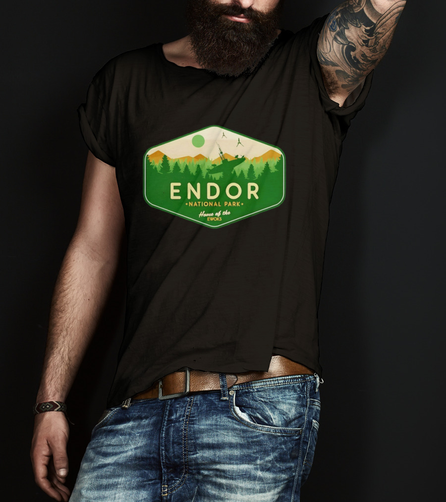 Endor National Park Home Of The Ewoks Forest Landscape Spaceships T-Shirt